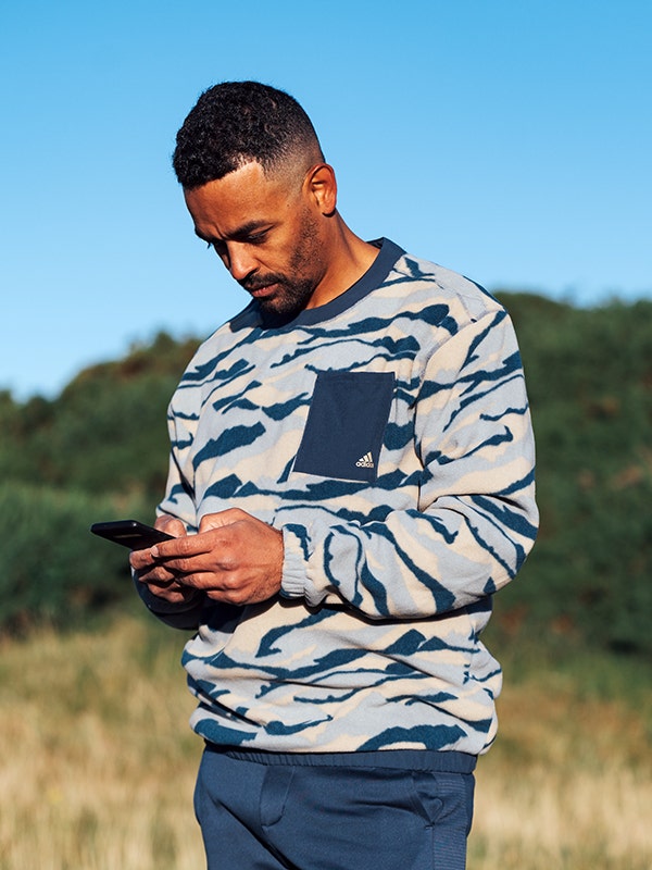 adidas Blue Camouflage Fleece Crew Neck Sweater