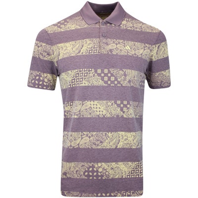 adidas Golf Shirt - Go-To Stripe Print Polo - Shadow Fig AW24