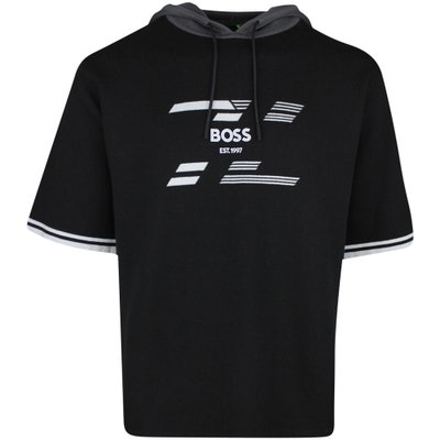 BOSS Golf Jumper - Short Sleeve Knit Hoodie - Black SP25