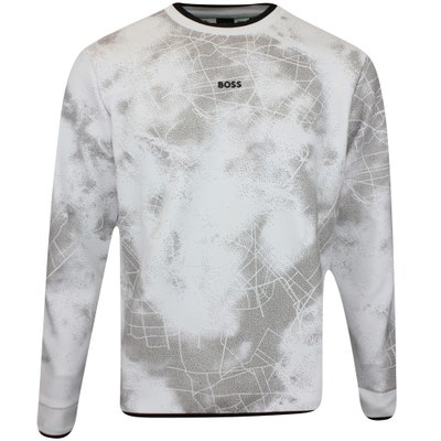 BOSS Golf Pullover - Salbion Crew Neck - White WI24
