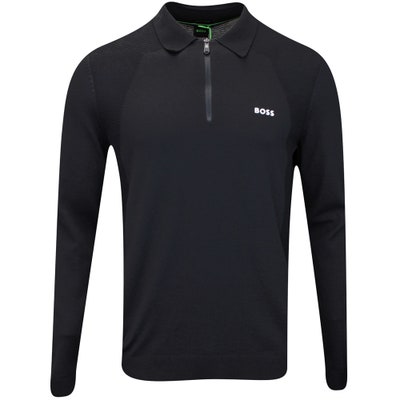 BOSS Golf Shirt - Knitted LS Momentum Lite Slim - Black FA24
