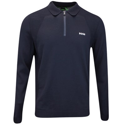 BOSS Golf Shirt - Knitted LS Momentum Lite Slim - Dark Navy FA24