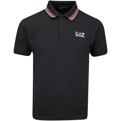 EA7 Golf Shirt - Pro Jacquard Polo - Black AW24