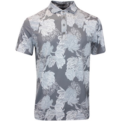 G/FORE Golf Shirt - Stamped Floral Tech Jersey - Charcoal FA24