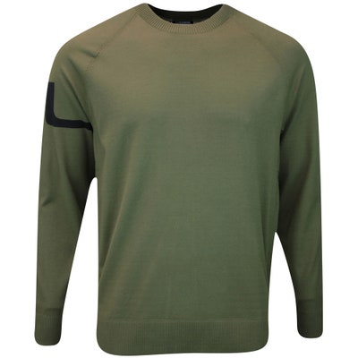 J.Lindeberg Golf Jumper - Gusten Tech Knit Crew - Forest Green AW24