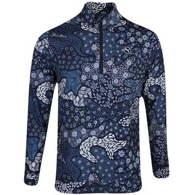 PUMA Golf Pullover - Cloudspun Bloom Camo QZ - Deep Navy AW24