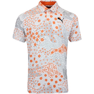 PUMA Golf Shirt - Cloudspun Bloom Camo Polo - Rickie Orange AW24
