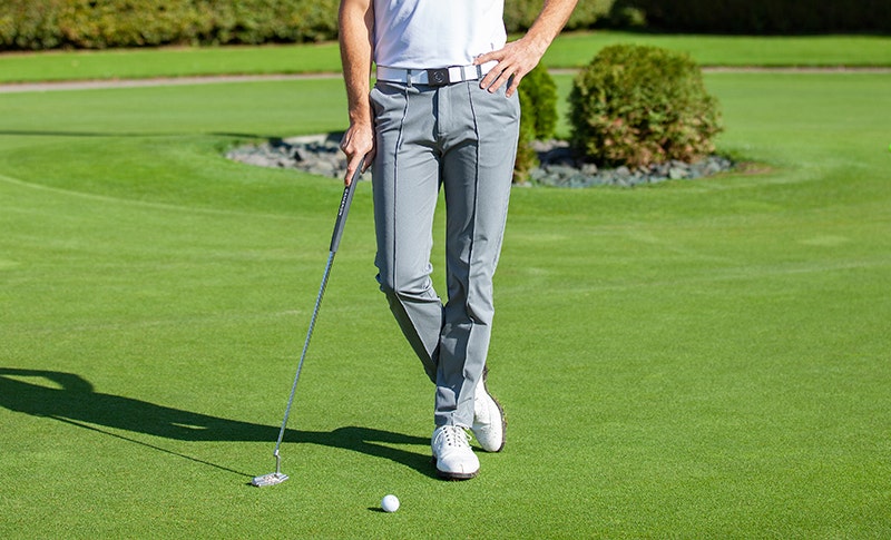 Slim Fit Mens Golf Trousers Grey Heather